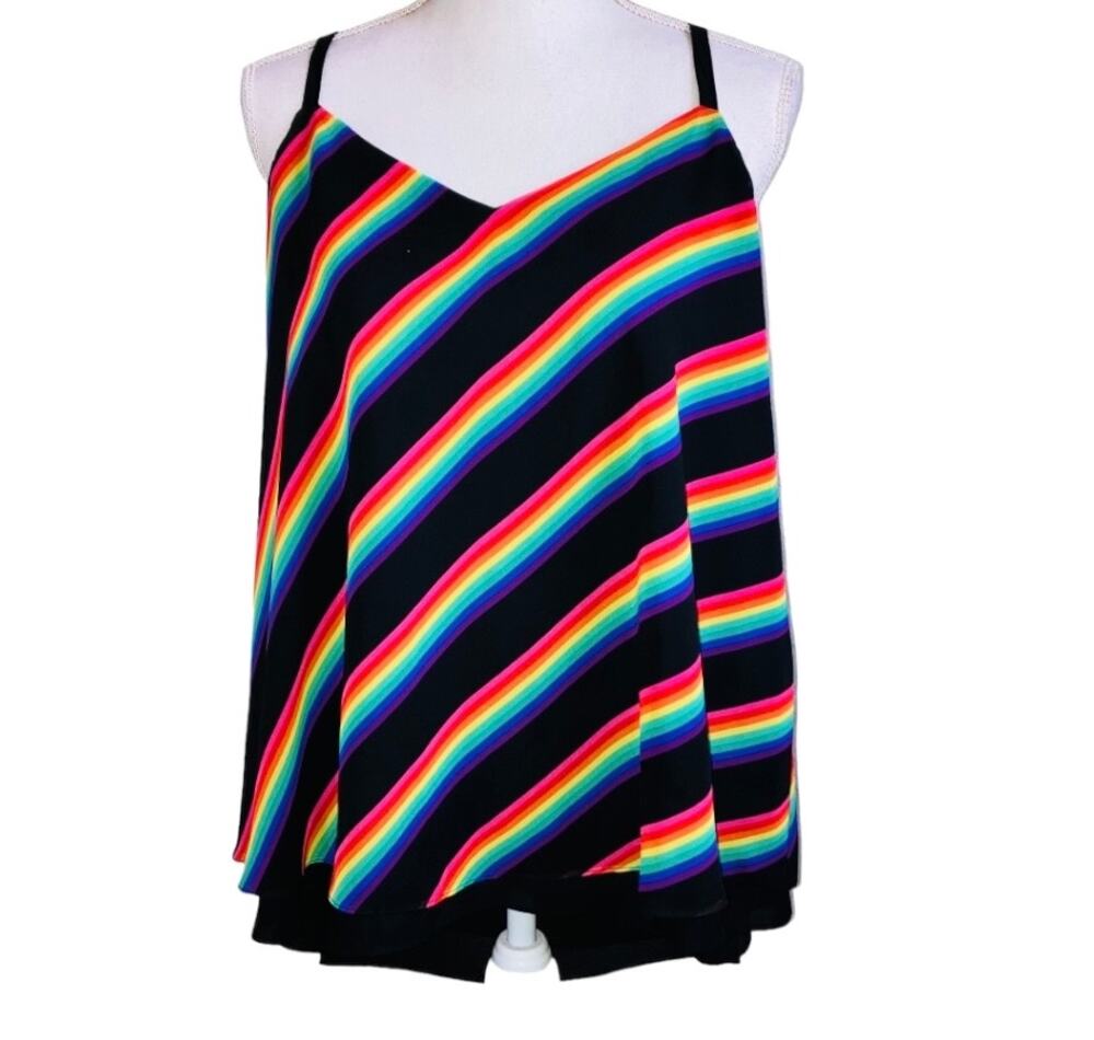 TORRID Colorful Black Sheer Sleeveless Top 00